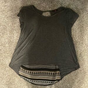 Pinc Black Asymmetrical Cut Out Short Sleeve Tee